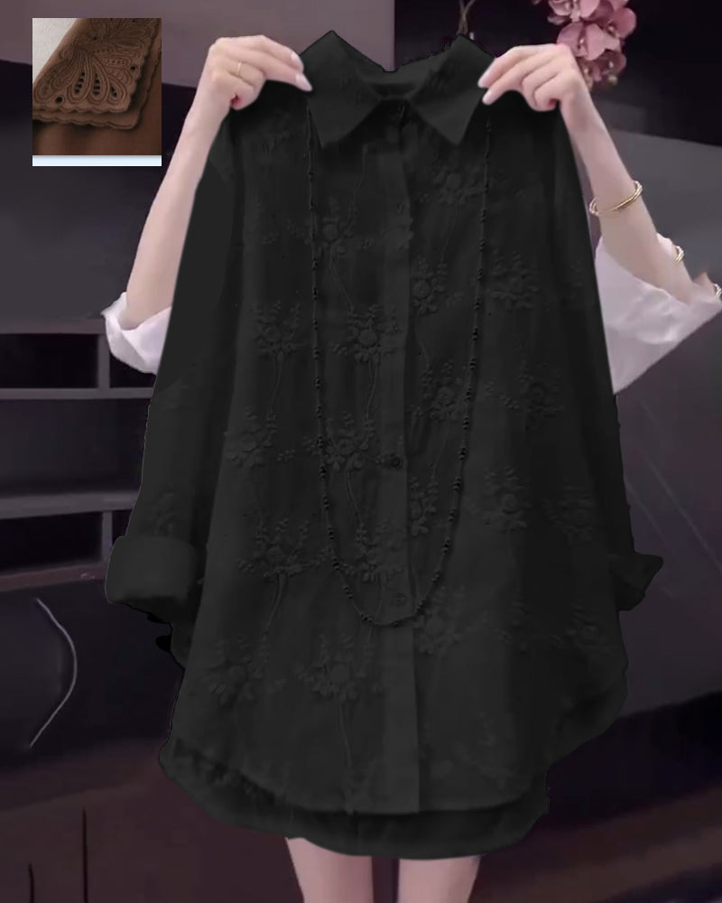 Linnea – Broderad skjorta med tappad axel - Stockholm-Select