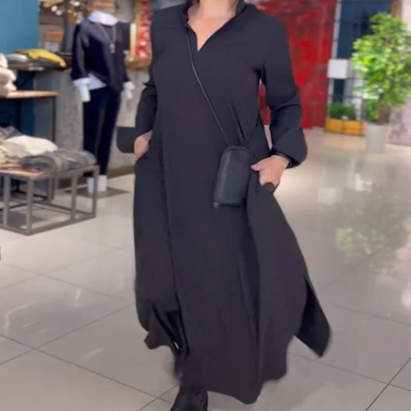 Alva – Lång klänning med slits - Stockholm-Select